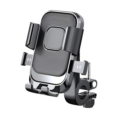 Image of HUMBLE Bike Phone Holder for Handlebar, 360 Rotatable Motorcycle Mobile Mount, One-Touch Lock Phone Holder, Shock-Absorbent Clamp for 4-6.9 Inch Phones, Bicycle & Scooter Compatible (BK-088 Black)