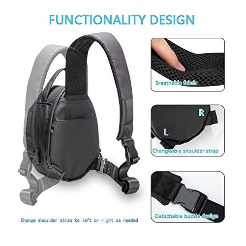 Carrying Case for Oculus Meta Quest 3/Quest 2/Vision Pro, Hard Crossbody Travel Bag for Meta Quest Pro Gaming Headset and Controllers, Lightweight VR Accessories with Portable USB Charging Port