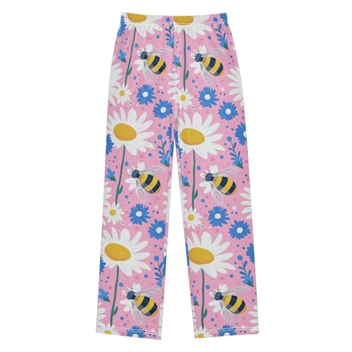 Pajama Bottoms, Pajamas Pant Chamomile Daisy Lounge Wear Casual Pink Sleep Long Pants Soft Pjs Sleepwear