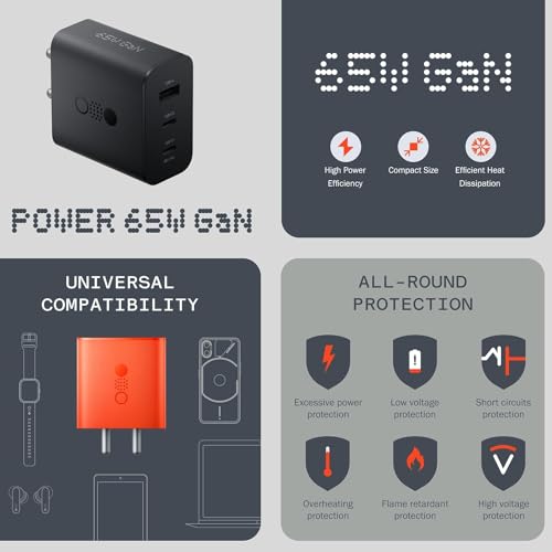 Image of CMF by Nothing Original Charger with Trio Port 65W Ultra-Fast Charging Charger Gan Tech Compatible with Nothing Phone 2A, CMF Phone 1, Nothing Phone 2 (Orange)