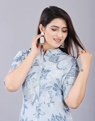 Image of Women Printed Collar Neck Half Sleeve Regular Fit Formal Kurti for Women's