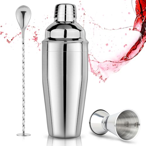 Cocktail Shaker Set 750ml Cocktailshaker Martini Shaker mit eingebautem Sieb - Professionelles Edelstahl Barkeeper Set inkl...