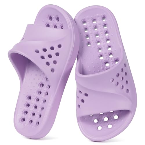 KVbabby Shower Shoes Boys Girls Massage Pool Slides Quick Dry Non-Slip Bathroom Slippers with Arch Support Kids Beach Sandals for College Dorm Outdoor Bath Swimming Water Shoes Purple 180