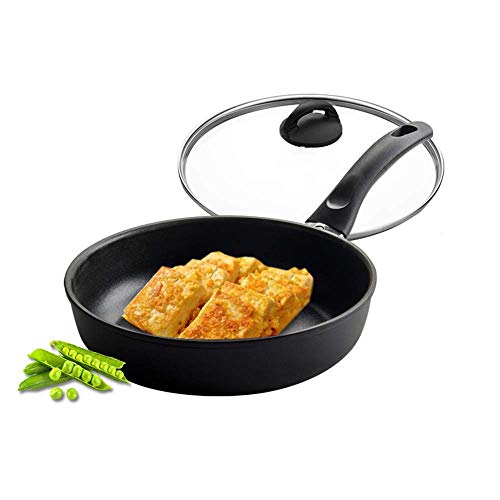 Utensilios de cocina de aluminio profesional cacerola del saltar 24cm antiadherente con tapa de vidrio - Apto for todas las Placas no incluye cocina de inducción - frío al tacto de silicona Mango 1yes