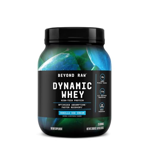 Beyond Raw Dynamic Whey, High-Tech Protein, Optimized Absorption and Faster Recovery, Vanilla Ice Cream, 25 Servings