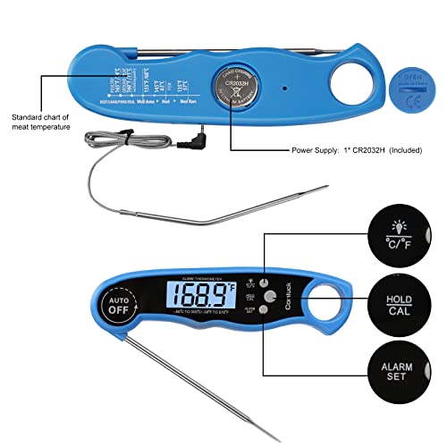 Digital Meat Thermometer for Cooking - Comluck CA002 Instant Read Meat Thermometer for Grilling and Smoking 2-in-1 Dual Probe Oven Safe Food Thermometer with Alarm for Grill BBQ Steak Turkey by Comluck - Used condition - Image 6