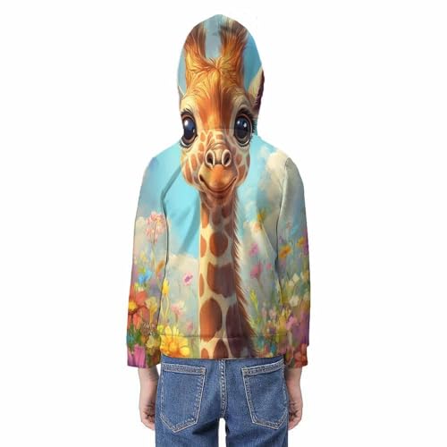 Pull chaud à capuche enfant 10-12 ans imprimé girafe 3D - 6