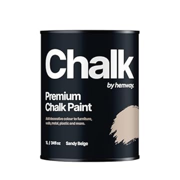 Hemway - Premium Chalk Paint - Sandy Beige 1 L | Chalky Matt Shabby Chic Finish for Interior Furniture & Walls | Quick Dry & 1 Coat