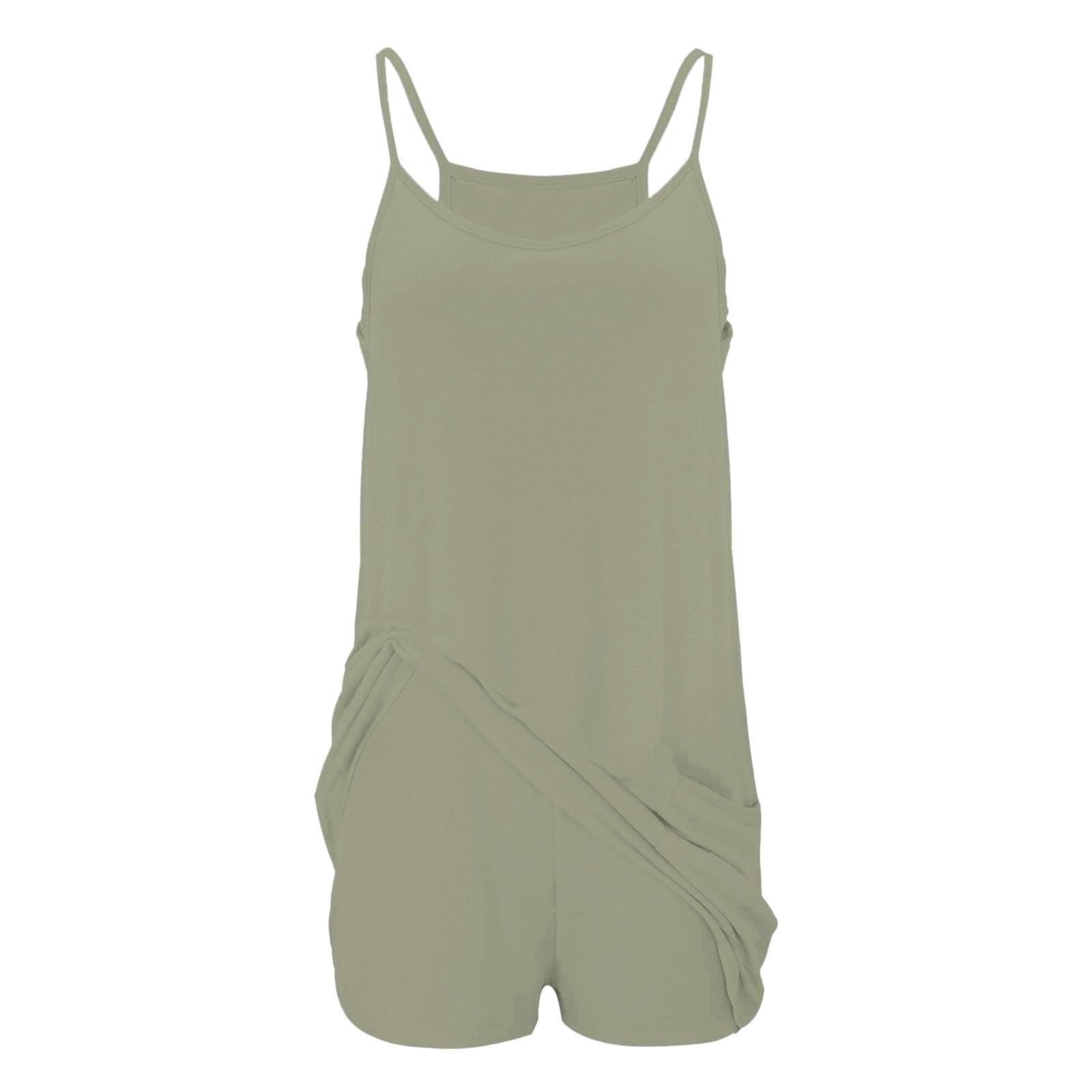 Damen Sportkleider Minikleider Jumpsuits Sommerkleid Oversized Jumpsuit Taschen Eingebaute Shorts Sommer T-Shirt Strandkleid Tenniskleid Trainingskleid Träger Lässiger Ärmellos Kurz Kleid