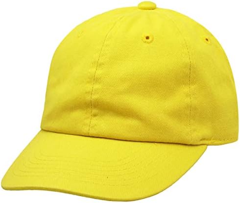 Falari Kids Boy Girl Baseball Cap Hat Washed Low Profile 100% Cotton Soft Lightweight Adjustable Size (2-5 Years, Yellow)