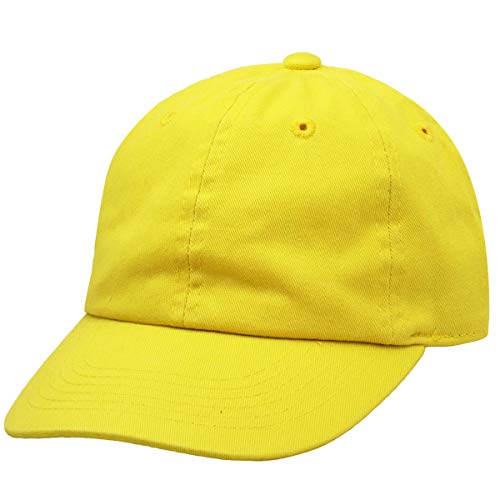 Falari Kids Boy Girl Baseball Cap Hat Washed Low Profile 100% Cotton Soft Lightweight Adjustable Size (2-5 Years, Yellow) #TOP4