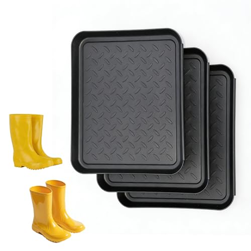 Vexaflow Lot de 3 Plateaux à Chaussures, Égouttoir Chaussures, Plastique Étanche, Utilisable comme Tapis Séchage ou Nourriture Chiens, Idéal pour Pluie et Saison de Neige