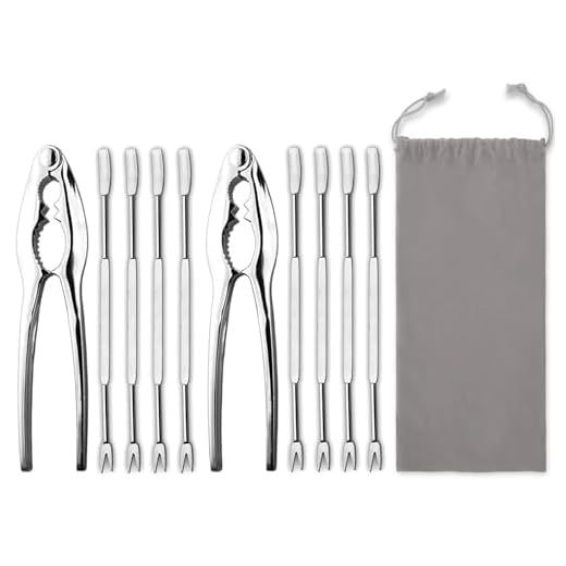 HIWARE Lobster Crackers and Picks Set, 10-Piece Crab Leg Cracker Tools - Stainless Steel Seafood Crackers & Forks Nut Cracker Set - Dishwasher Safe