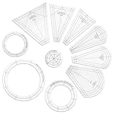 EEEKit 10 PCS Dresden Quilt Templates, Acrylic Quilting Template Ruler with Different Shapes, Triangle Rulers for Quilting and Sewing