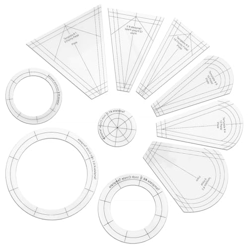 EEEKit 10 PCS Dresden Quilt Templates, Acrylic Quilting Template Ruler
