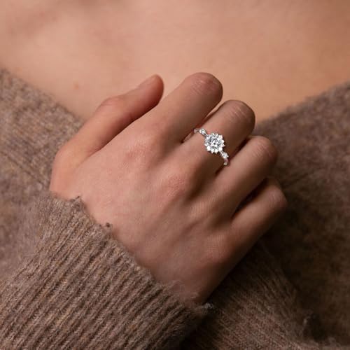 925 Sterling Silver Halo Ring for Women Square Round Cubic Zirconia Promise Rings3