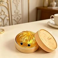 Glitzernde Squishies-Figur in Form eines gedämpften Brötchens, realistische Knotenoptik, Dekoration für den Innenbereich, Schreibtisch, Dekoration für Zuhause und Büro (Gold) – Ansicht 2