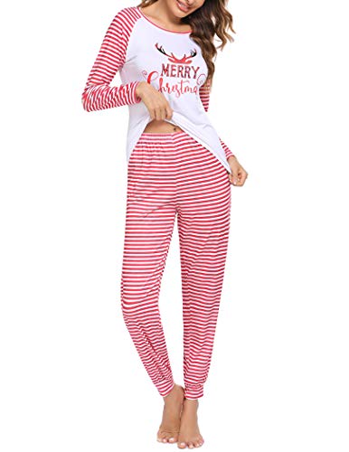 Ekouaer Womens Pajama Set Long Sleeve Top & Pants Sleepwear Super Soft Pjs Sets Merry Christmas Pajamas