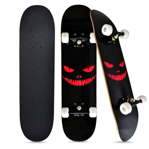 Image of Skateboards for Beginners Kids Boys Girls and Adults,31''x8'', 7-Layer Maple, Double Kick Concave, Fascinating Cool, Solid&Durable