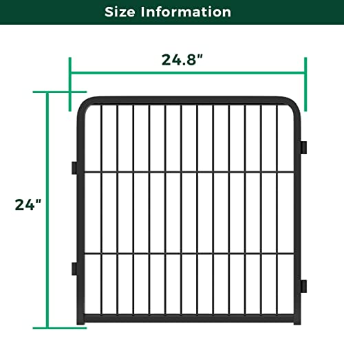 Fxw Decorative Garden Metal Fence Temporary Animal Barrier For Yard, 4 Panels, 8'(L)×24"(H), Black #TOP4