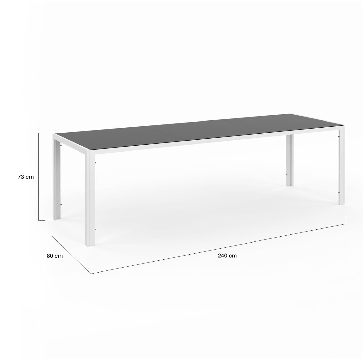 IDMarket - Muebles de Jardín Madrid Mesa 240 CM y 10 Sillas Apilables Blanco y Gris
