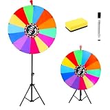 24inch Spinning Prize Wheel, Ajustable 37'-65' Height Spin Doodle Game Spinner- Dual Use Tabletop or Height Adjustable Floor Stand Heavy Duty Spinner Wheel of Fortune, 14 Colors, Fortune Spinning Game