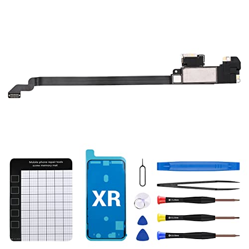 CYKJGS for iPhone Xr Ear Speaker Replacement OEM Repair Kit iPhoneXr New Front Earpiece Module with Ambient Light Sensor Flex Cable Connector Proximity Sensor Fix Tools Kit A1984 A2105 A2106 A2108