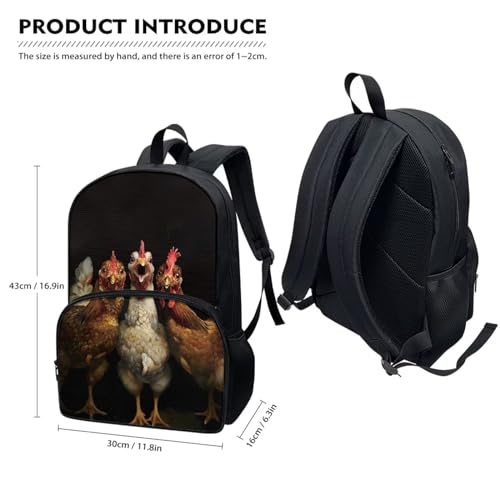SYtrade Chicken Black Kids Backpack Elementary Middle School Backpack Travel Bookbag with Front Compartment3