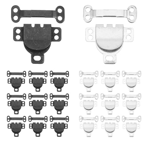 Elegaperma Lot de 20 paires de crochets à coudre et œillets de fermeture, fermoirs argentés et noirs pour soutien-gorge et corsets