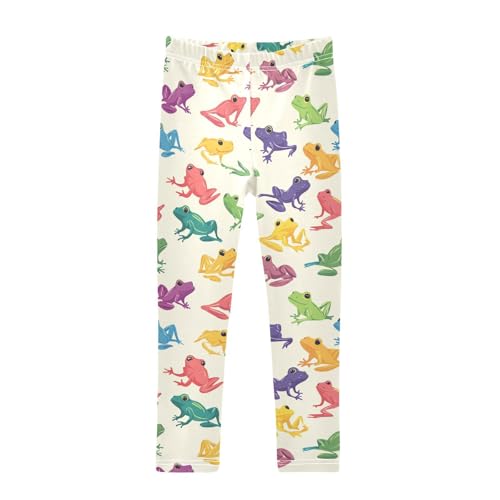 Wusikd Colorful Frogs Girls' Leggings Toddler Doodles Kids Yoga Pants Dance Active Tights 4T