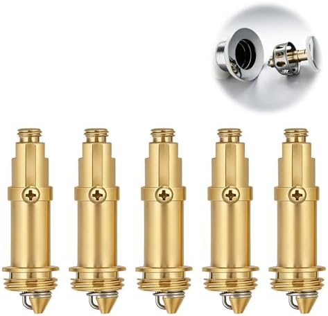 5PCS Latón de Recambio para Desagüe de Lavabo, Valvula Click Clack Lavabo Desagüe con Mecanismo de Resorte, Tapón de Lavabo y Bañera con Sellado Duradero para Uso Diario