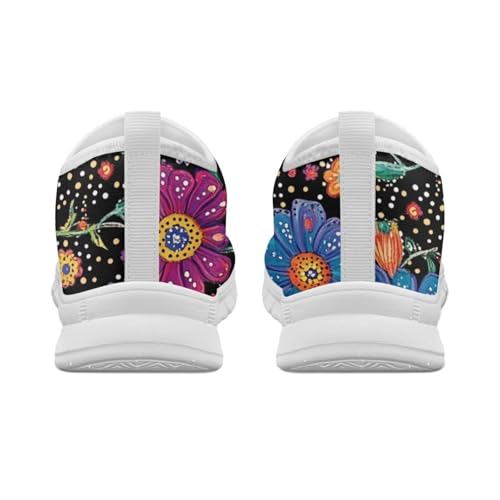 Image of Floral Sneakers for Women Colorful Art Shoes for Women Slip On Casual Work Shoes
