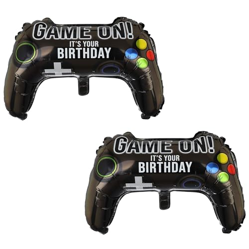 2 Pcs Video Game Controller Mylar Balloon Theme Party Boys Gaming Birthday Decorations