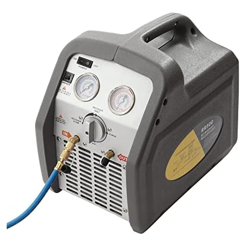 Deroanke 1 HP Refrigerant Recovery Machine, Oil-Less Portable Refrigerant Recovery Machine, 110V 60HZ, Dual Cylinder Portable AC Recovery Machine for Both Liquid and Vapor Refrigerant Cover