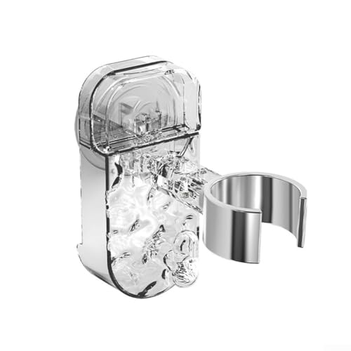 Soporte para secador de pelo ondulado de agua con ventosa, estante de almacenamiento de rotación de 360 grados para organización del baño, instalación sin taladro (blanco transparente)