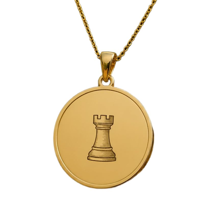 Pendentif tour d'échecs argent et or pour affirmer votre style au quotidien
