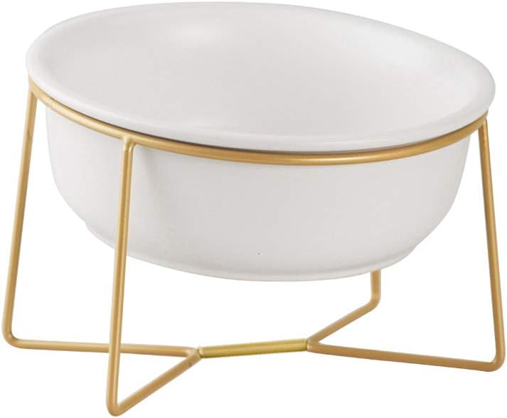 Comedero Perro Elevado Bebedero Perros - Cuenco para Perros Ceramica con Soporte de Metal - Comedero Gato Alto Antivomit - Bol Comida y Agua para Perros Pequeños y Medianos y Gatos Grandes - 800 ml