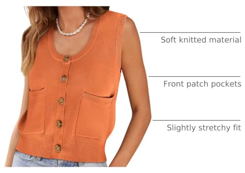 Image of Yousify Womens Sweater Vest Summer Ribbed Tank Tops Sleeveless Button Down Shirts Scoop Neck Top for Women