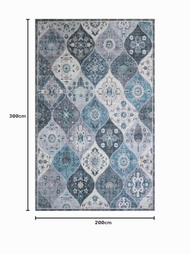 Miniatura 2 de Xfrog Alfombra Bohemia Con Flores, Antideslizante, Lavable, Ultrasuave, Antigua, De Pelo Bajo, Para Salón, Dormitorio, Habitación De Los Niños - 200 X 300 Cm