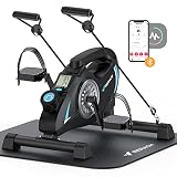 Under Desk Bike Pedal Exerciser with Exclusive MERACH App, Magnetic Mini Exercise Bike for Arm, Leg