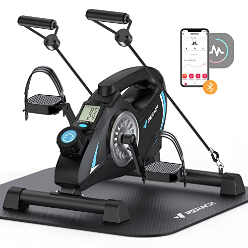 Under Desk Bike Pedal Exerciser With Exclusive Merach App, Magnetic Mini Exercise Bike For Arm, Leg Recovery, Therapy, Additional Resistance Bands & Non-Slip Mat #TOP17