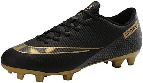 Men’s Soccer Shoes Outer Football Cleats Youth Football Spike Professional Shoes FG for Competition Training Black