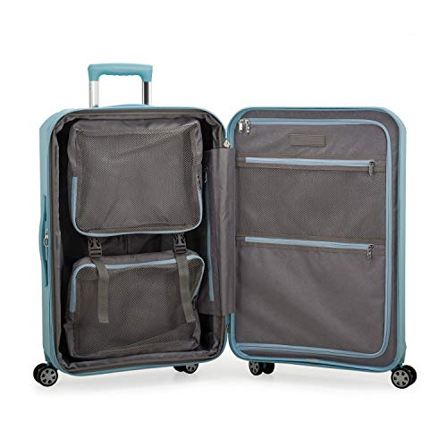 Traveler's Choice Pagosa Indestructible Hardshell Expandable Spinner Luggage, Baby Blue, Checked-Medium 26-Inch #TOP2