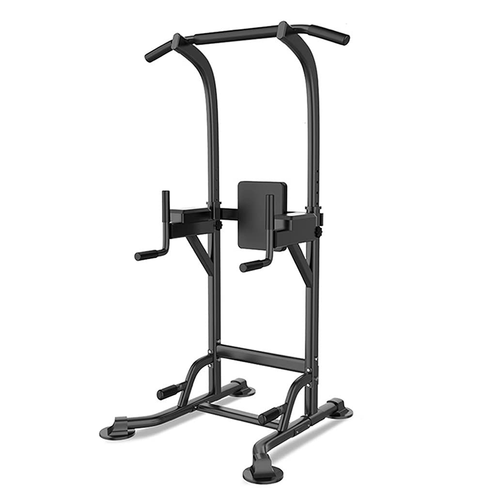Power Tower Dip Bar Statio Pull-ups Single Parallel Bars Adjustable 6 Height Small Size Suitable For Training At Home (Color : Black, Size : 97 * 97 * 165-235cm)