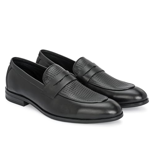 Image of Blue Leather by Centrino Genuine Leather Slip-On Men's Formal Shoe |Stylish with Soft Cushioned Insole |Trendy Non Lace-Up Design |Durable Leather with Anti-Skid Sole | Perfect for Formal Wear (3944)