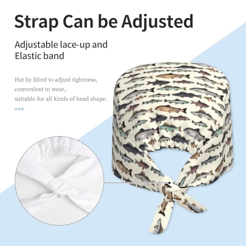 Image of Surgical Caps Men Women, Scrub Cap with Sweatband Adjustable | Tie Back Nurse Cap, Nursing Breathable Working Hat, Scrub Cap, Medical Hats