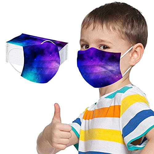50 Stück Mundschutz Kinder Einweg 3-lagig Einwegmaske mit Dinosaurier-Print für Kinder Mundschutz Atmungsaktiv Koptuch Gradient Bunt Mit Motiv Staubdicht Winddicht Mouthguard Schals – Bild 3