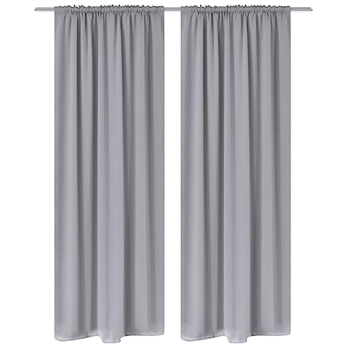 Vetnasa 2 Cortinas Grises oscuras con jaretas, Blackout 135 x 245 cm Casa y jardín, Decoración, Tratamientos de la Ventana, Cortinas y visillos Gris 1,7 KG