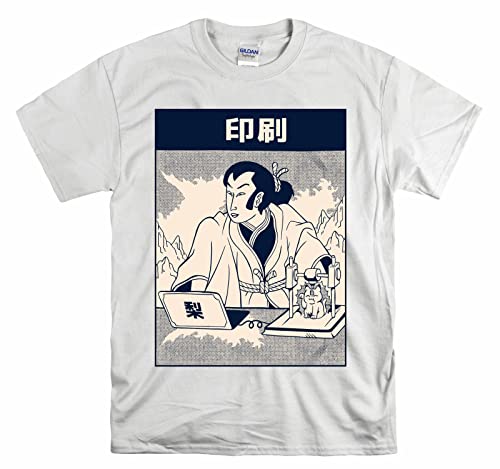 T-shirt ordinateur portable Samouraï blanc S pour exprimer votre passion geek