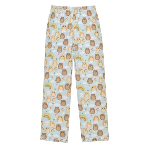 Cute Bear Rainbow Long Pajama Pants Elastic Waist PJ Bottoms with Pockets S A1130862
